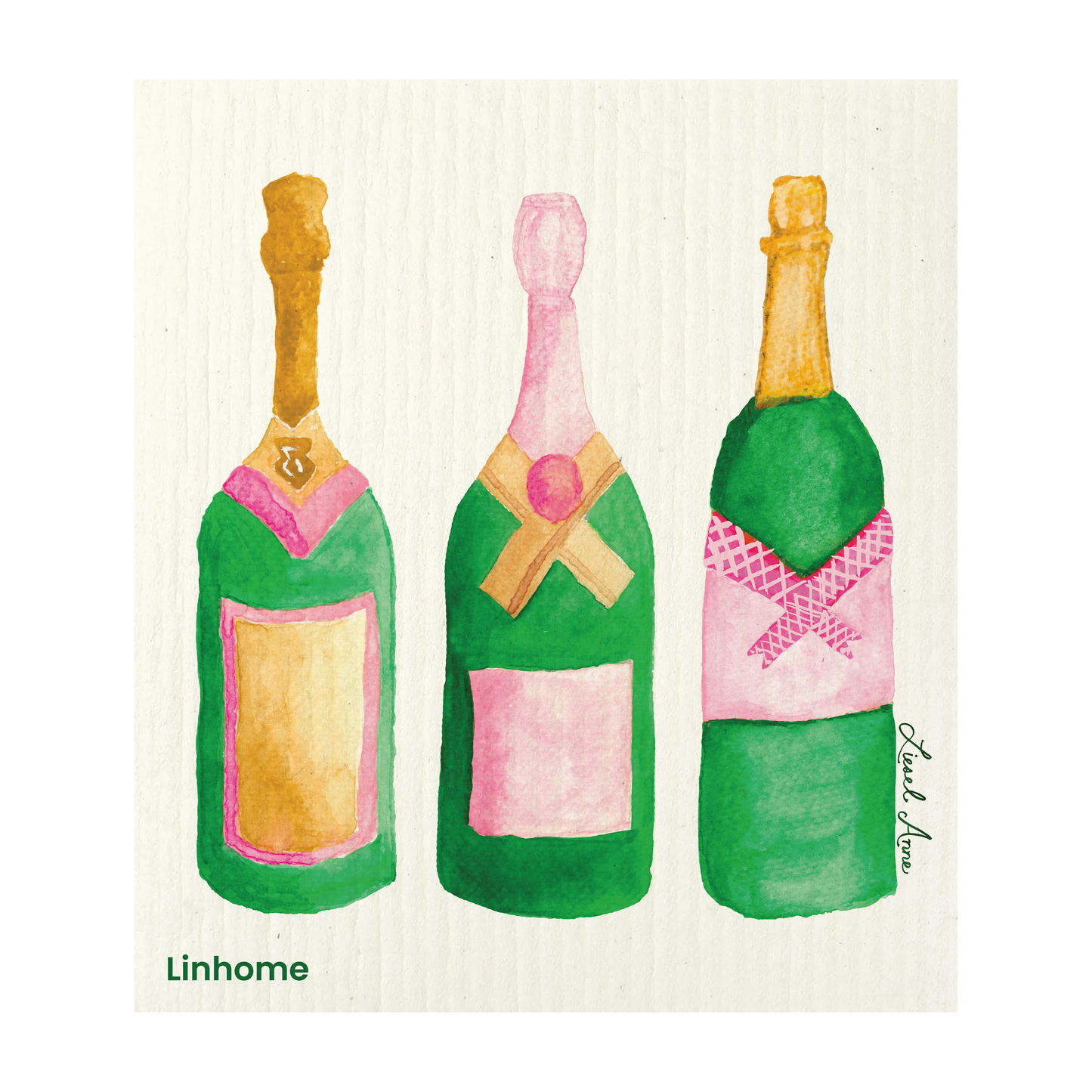 Cocktail Collection Champagne Trio - Linhome x Liesel Anne Swedish Dishcloths - 1 Pack