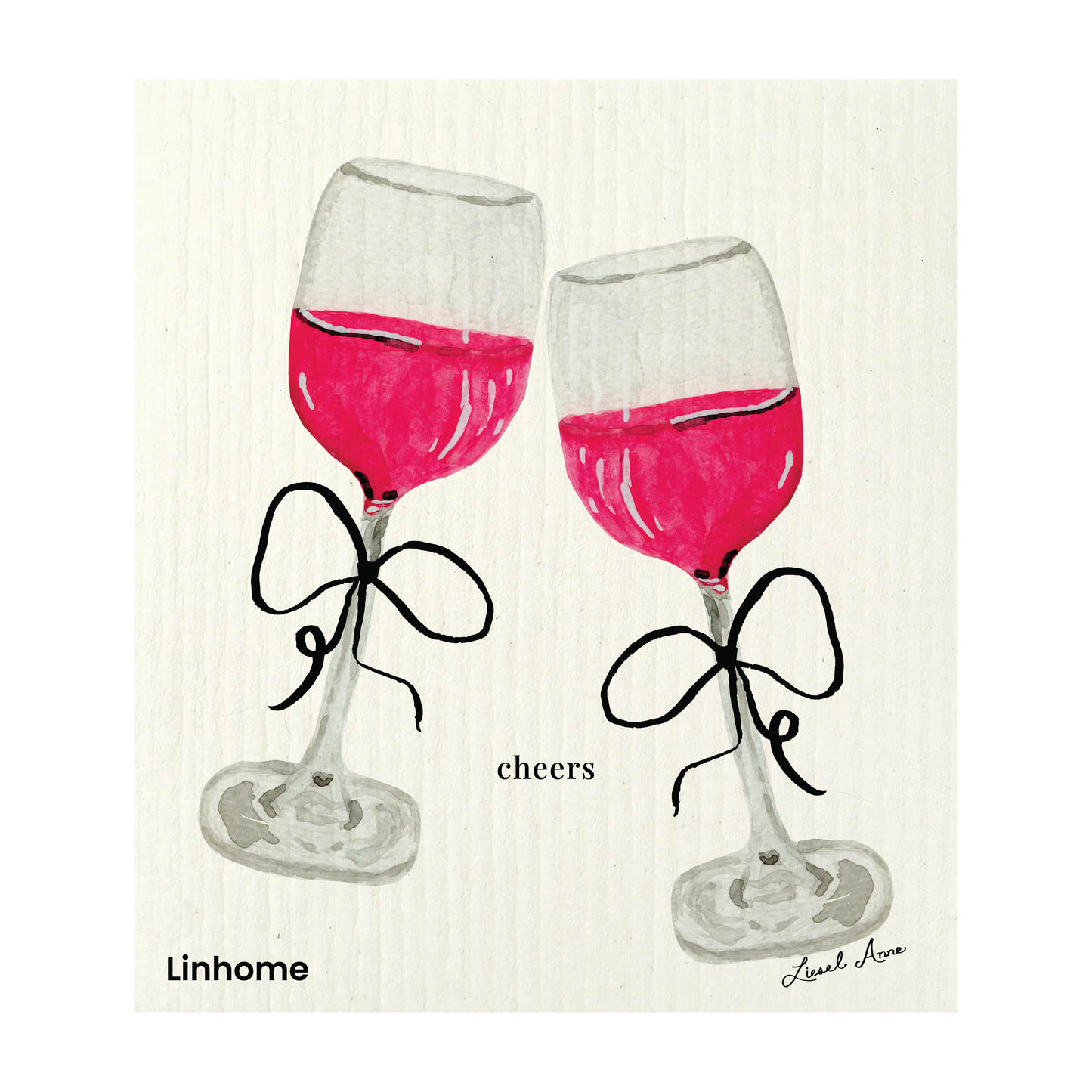 Cocktail Collection Red Wine Cheers - Linhome x Liesel Anne Swedish Dishcloths - 1 Pack