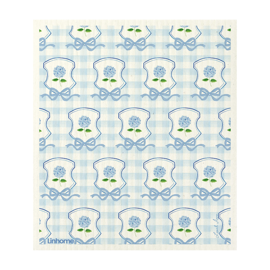 Blue Hydrangea Crest – Linhome x Liesel Anne Swedish Dishcloths -1 Pack