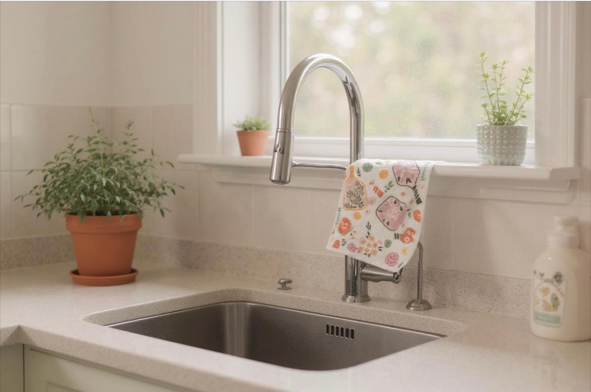 Linhome Pickleball Swedish Dishcloth- Floral Paddle Club- 1 Pack