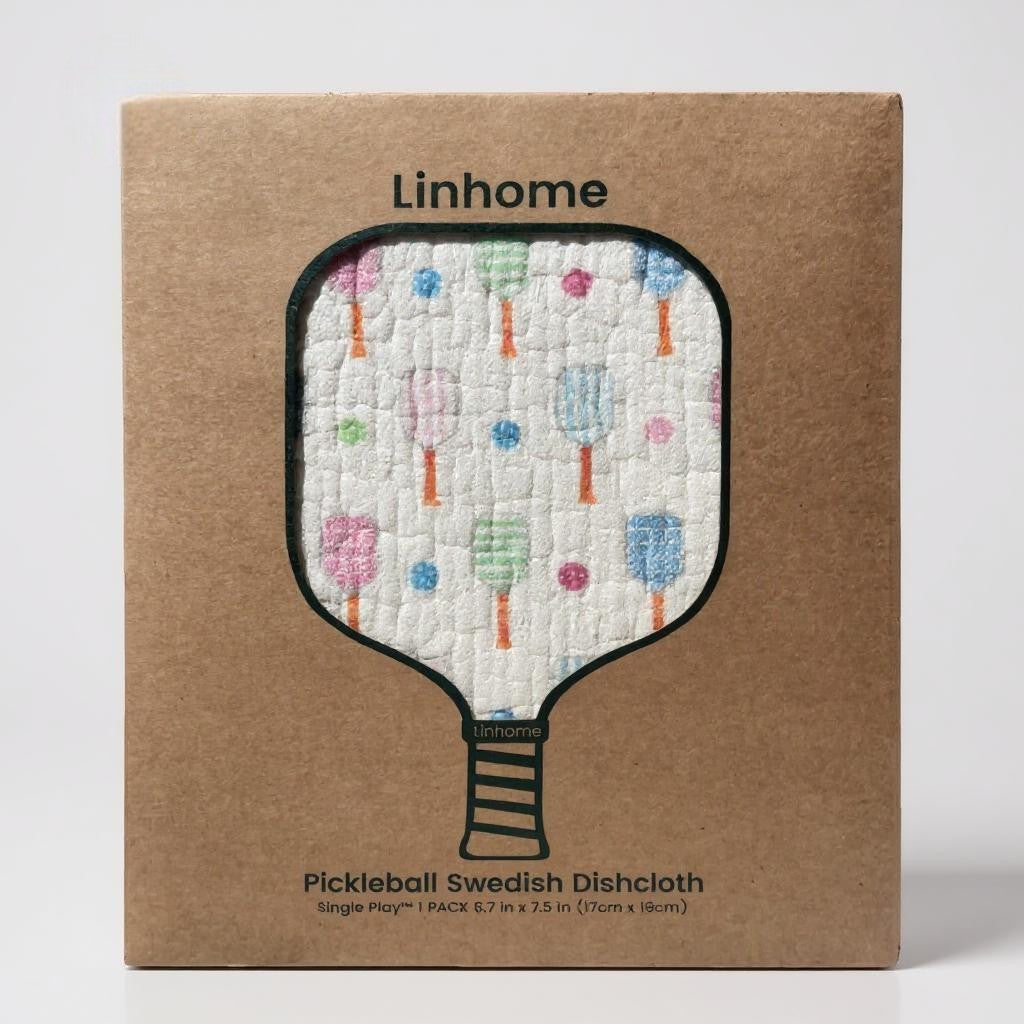 In the Kitchen  Pickleball Swedish Dishcloths– Linhome x Liesel Anne Collection- Pink & Blue - 1 Pack