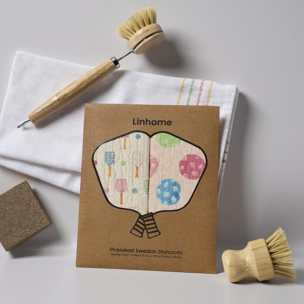 In the Kitchen  Pickleball Swedish Dishcloths– Linhome x Liesel Anne Collection- Pink & Blue - 2 Pack