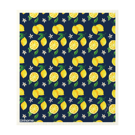 Lemon Zest Navy Lemons- Linhome x Liesel Anne Swedish Dishcloths - 1 Pack