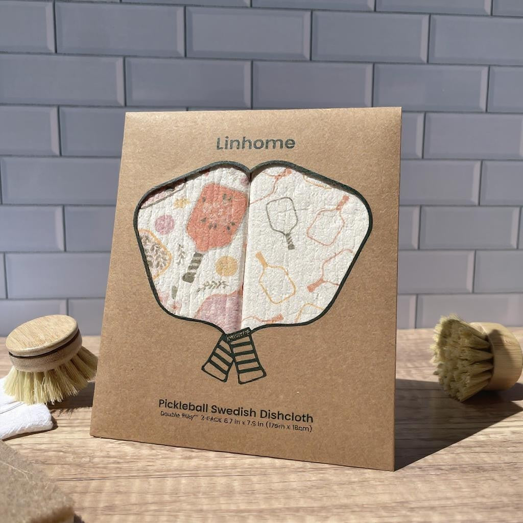 Linhome Pickleball Swedish Dishcloth- Floral Paddle & Paddle Club- 2 Pack