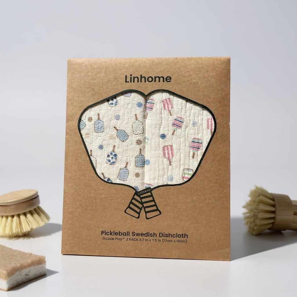 Linhome Pickleball Swedish Dishcloth- Match Point Baby Blue & Pink - 2 Pack