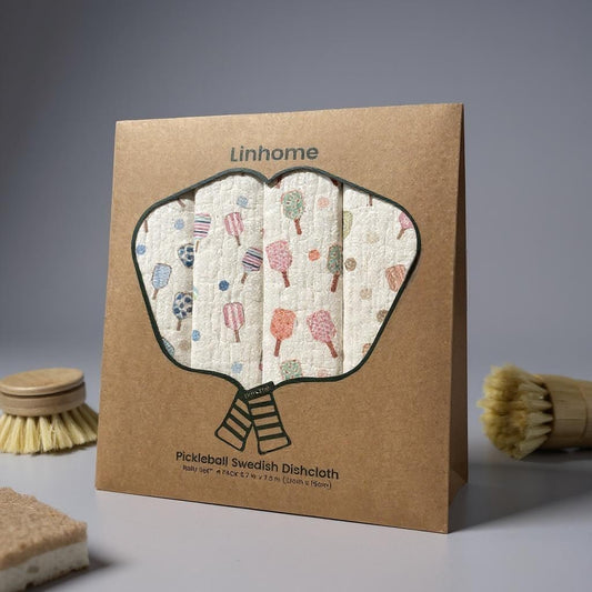 Linhome Pickleball Swedish Dishcloth- Match Point Baby Blue & Pink - 4 Pack