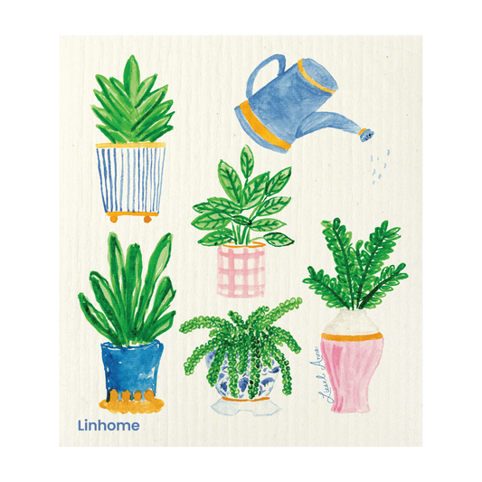 Blooming Garden Green Watering Plants– Linhome x Liesel Anne Swedish Dishcloths - 1 Pack