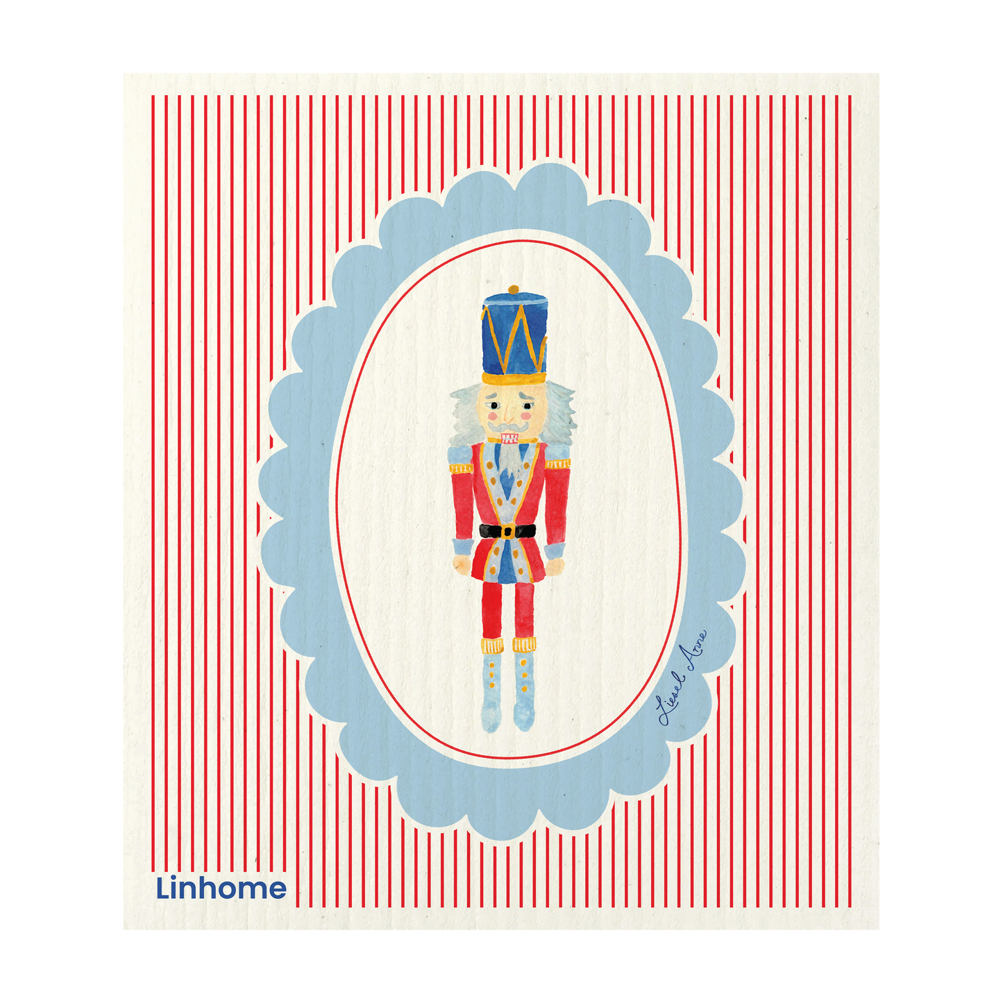 Holiday Nutcracker Collection Red Nutcrackers- Linhome x Liesel Anne Swedish Dishcloths - 1 Pack