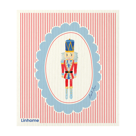 Holiday Nutcracker Collection Red Nutcrackers- Linhome x Liesel Anne Swedish Dishcloths - 1 Pack