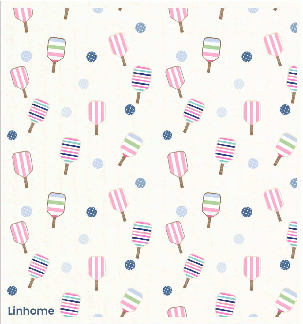 Linhome Pickleball Swedish Dishcloth- Match Point Baby Blue & Pink - 4 Pack