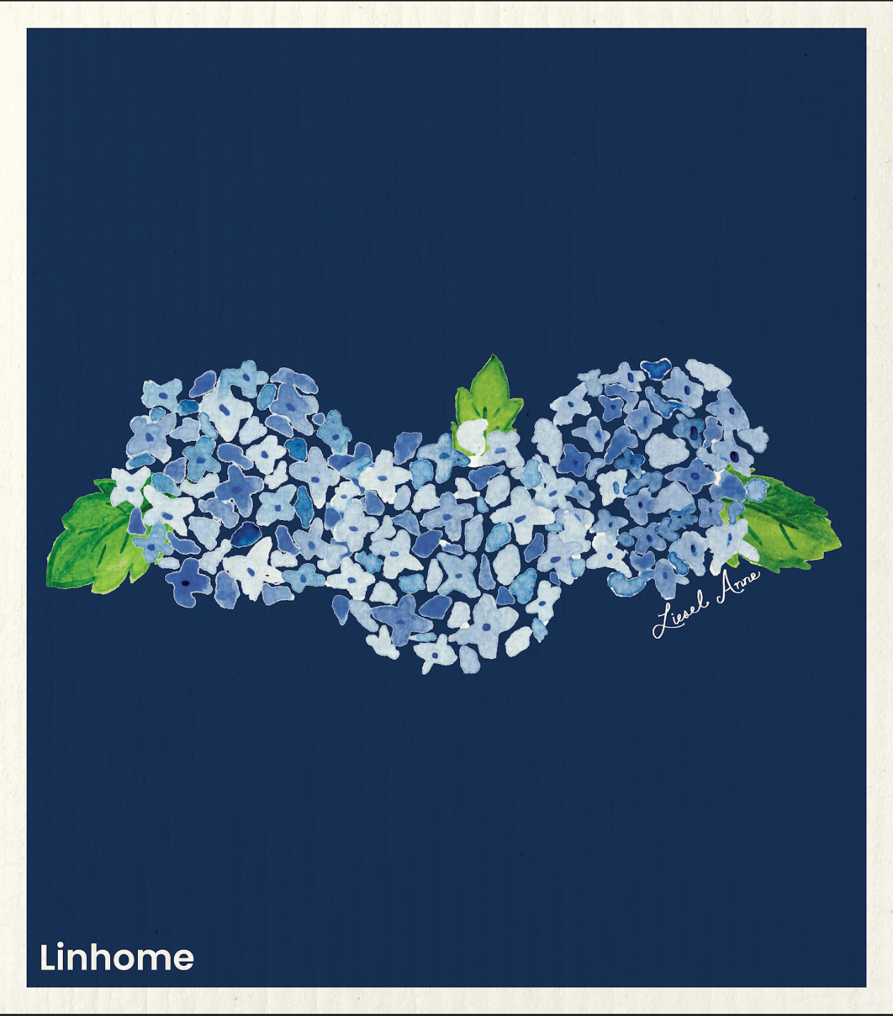 Blue Hydrangea Navy Bunch – Linhome x Liesel Anne Swedish Dishcloths - 1 Pack