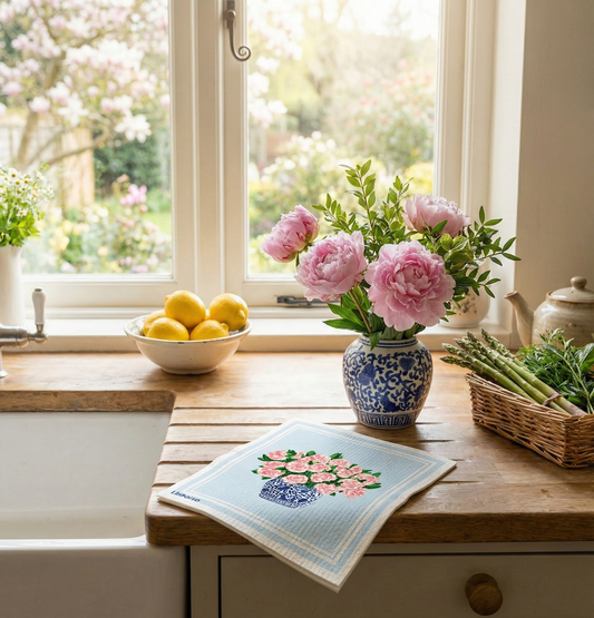 Blooming Garden Peony – Linhome x Liesel Anne Swedish Dishcloths - 1 Pack