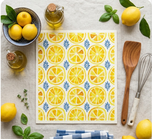 Lemon Zest Tile - Linhome x Liesel Anne Swedish Dishcloths - 1 Pack