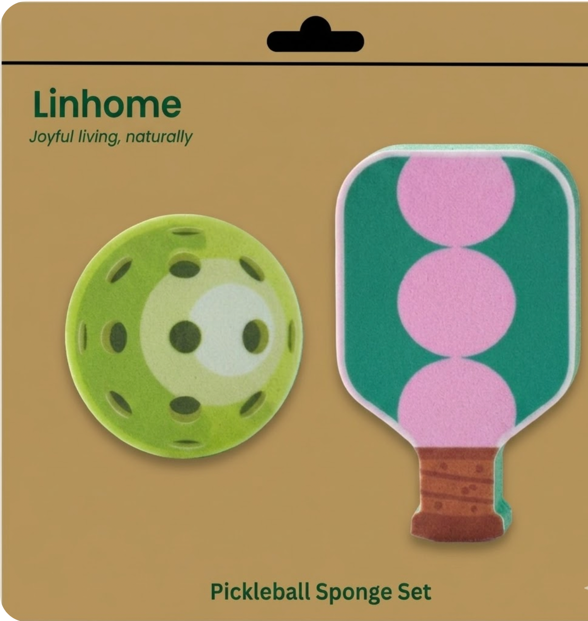 Pickleball Paddle & Ball Kitchen Sponge Set - 2 Pack -Green Paddle & Green Ball