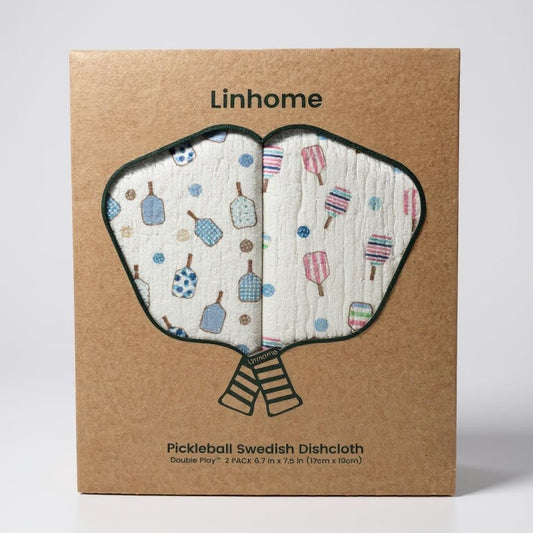 Linhome Pickleball Swedish Dishcloth- Match Point Baby Blue & Pink - 2 Pack