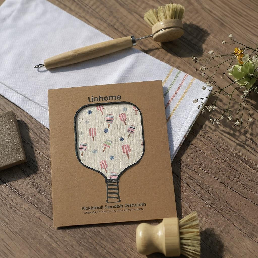 Linhome Pickleball Swedish Dishcloth- Match Point Baby Blue & Pink - 1 Pack