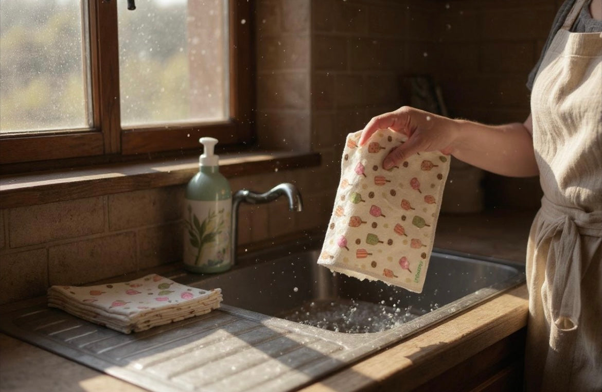 Linhome Pickleball Swedish Dishcloth- Checkered Floral Paddles - 2 Pack