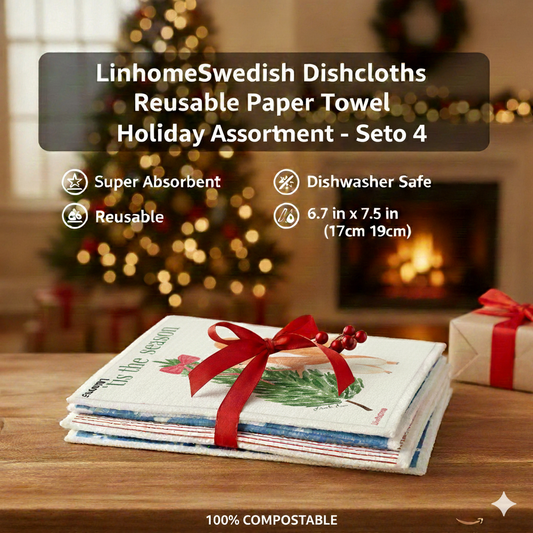 Evergreen Holiday - Linhome x Liesel Anne Swedish Dishcloths - 4 Pack