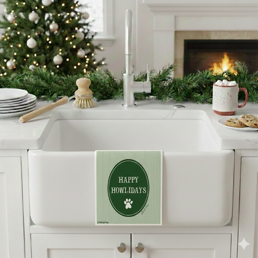 Holiday Paws Collection Happy Howliday - Linhome x Liesel Anne Swedish Dishcloths - 1 Pack