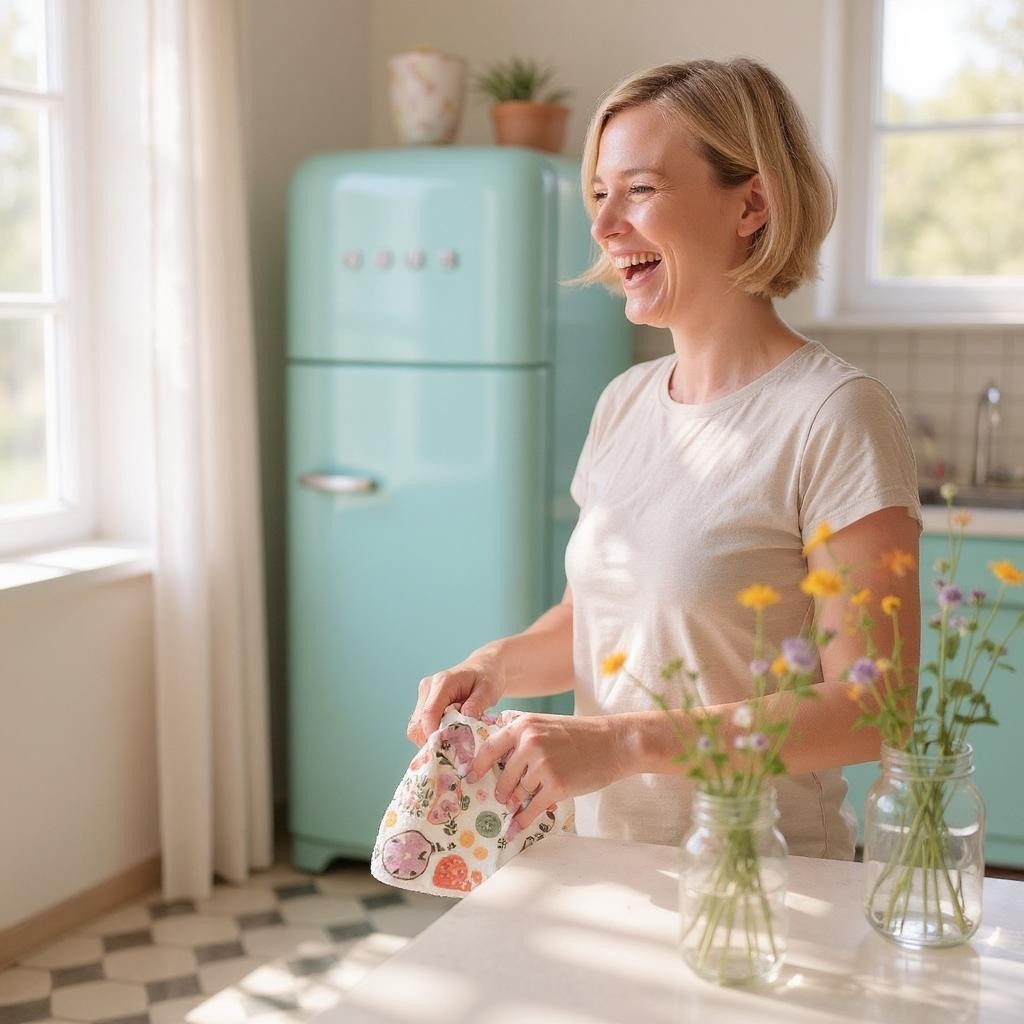 Linhome Pickleball Swedish Dishcloth- Floral Paddle Club- 1 Pack