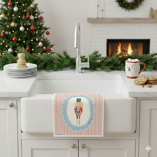 Holiday Nutcracker Collection Red Nutcrackers- Linhome x Liesel Anne Swedish Dishcloths - 1 Pack