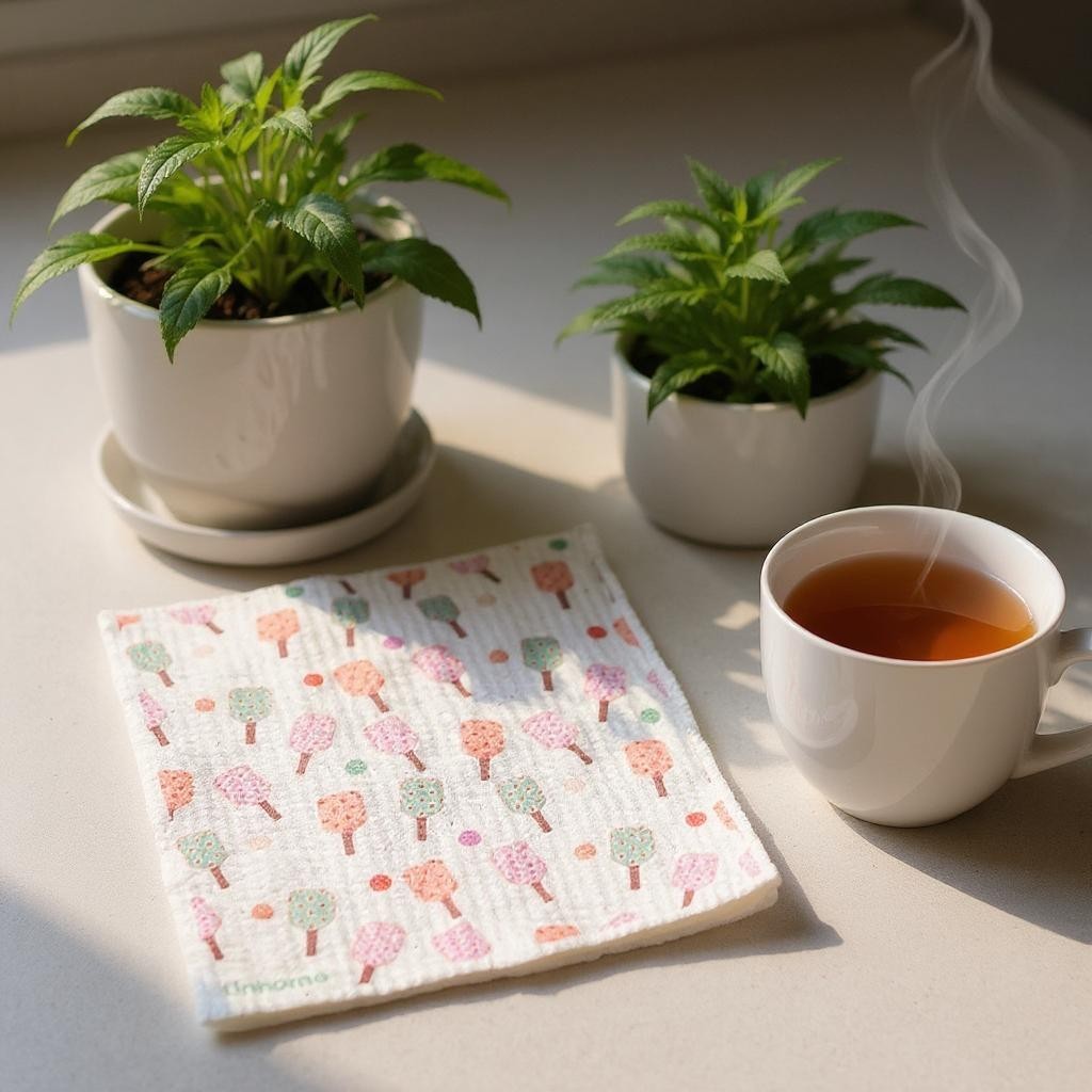 Linhome Pickleball Swedish Dishcloth- Checkered Floral Paddles - 2 Pack