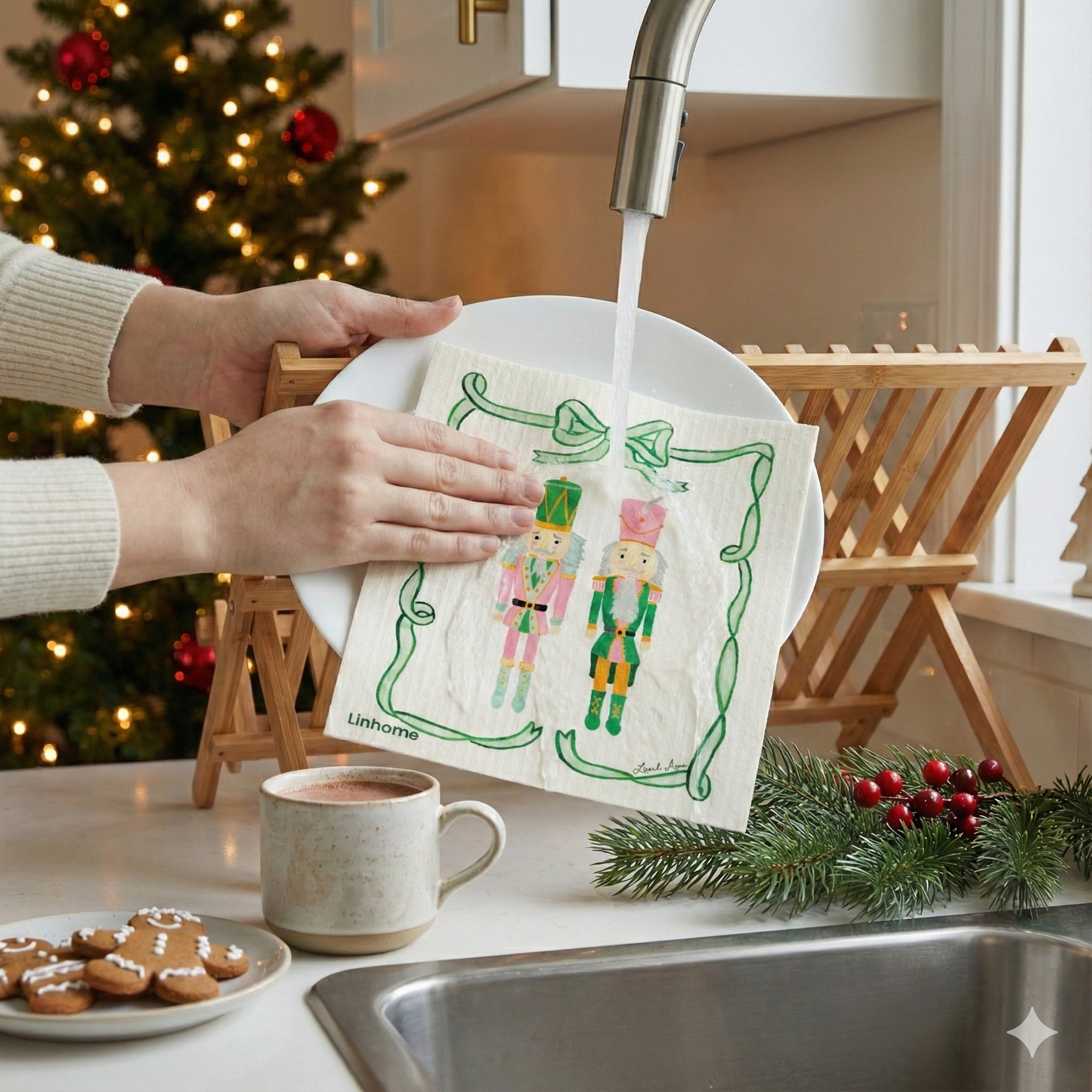 Holiday Classic Collection Nutcracker Duo- Linhome x Liesel Anne Swedish Dishcloths - 1 Pack
