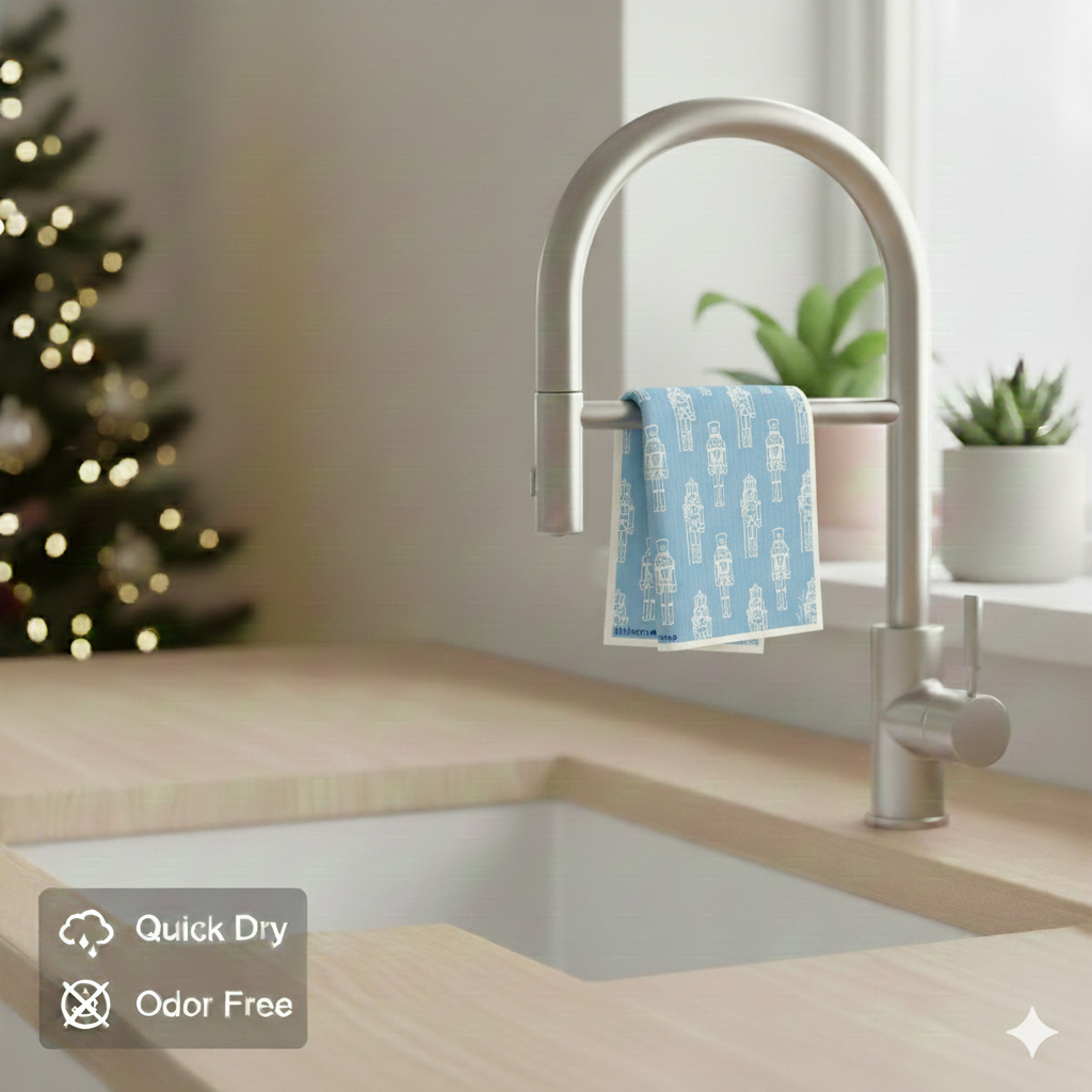 Holiday Nutcracker Collection Blue Nutcrackers- Linhome x Liesel Anne Swedish Dishcloths - 1 Pack