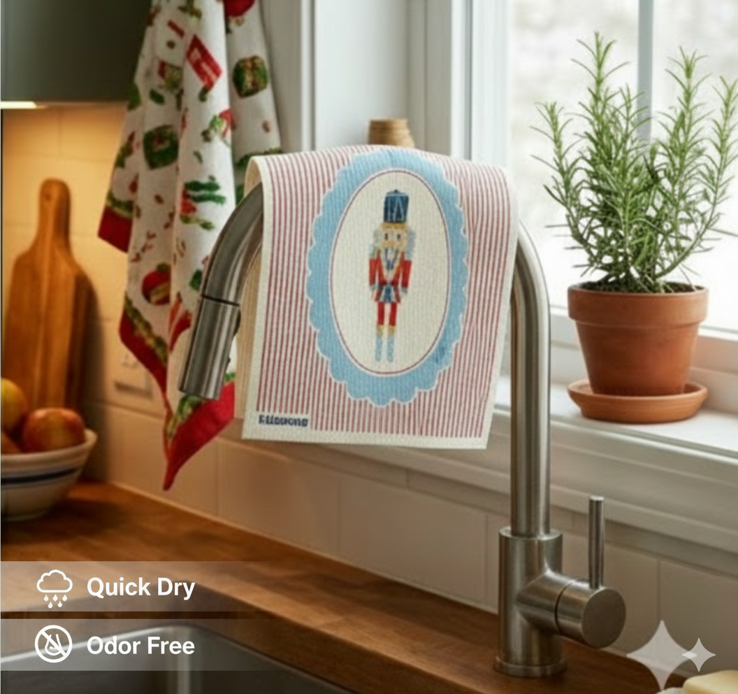 Holiday Nutcracker Collection - Linhome x Liesel Anne Swedish Dishcloths - 4 Pack