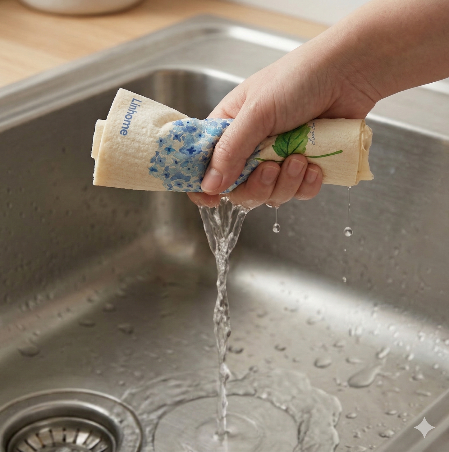 Blue Hydrangea Harmony – Linhome x Liesel Anne Swedish Dishcloths - 1 Pack