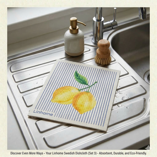 Lemon Zest Stripe- Linhome x Liesel Anne Swedish Dishcloths - 1 Pack