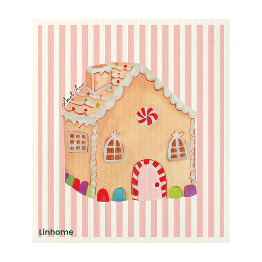 Holiday Classic Collection Gingerbread House Linhome x Liesel Anne Swedish Dishcloths - 1 Pack