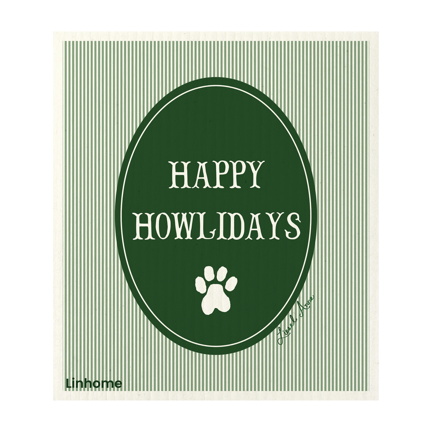 Holiday Paws Collection Happy Howliday - Linhome x Liesel Anne Swedish Dishcloths - 1 Pack