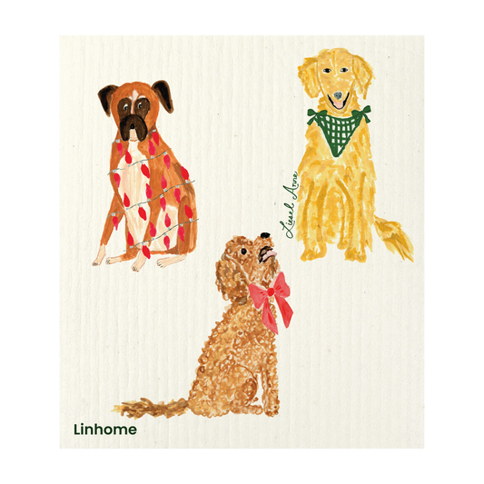 Holiday Paws Collection Jolly Dog Trio - Linhome x Liesel Anne Swedish Dishcloths - 1 Pack