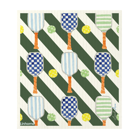 In the Kitchen  Pickleball Swedish Dishcloths– Linhome x Liesel Anne Collection- Blue & Green- 1 Pack