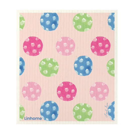 In the Kitchen  Pickleball Swedish Dishcloths– Linhome x Liesel Anne Collection- Pink & Blue - 2 Pack