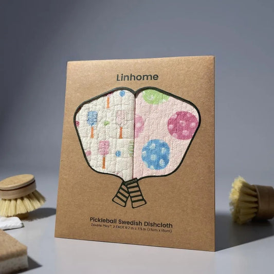 In the Kitchen  Pickleball Swedish Dishcloths– Linhome x Liesel Anne Collection- Pink & Blue - 2 Pack