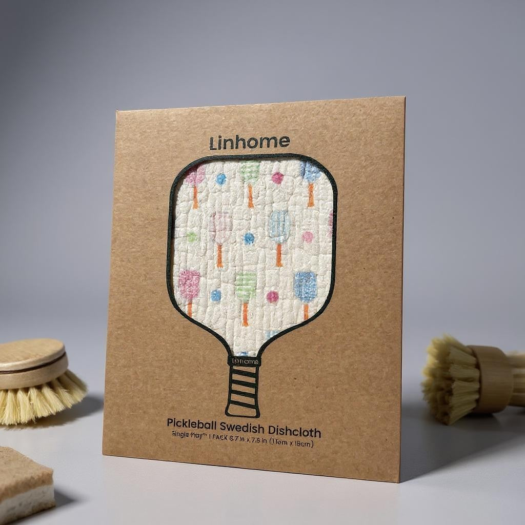 In the Kitchen  Pickleball Swedish Dishcloths– Linhome x Liesel Anne Collection- Pink & Blue - 1 Pack