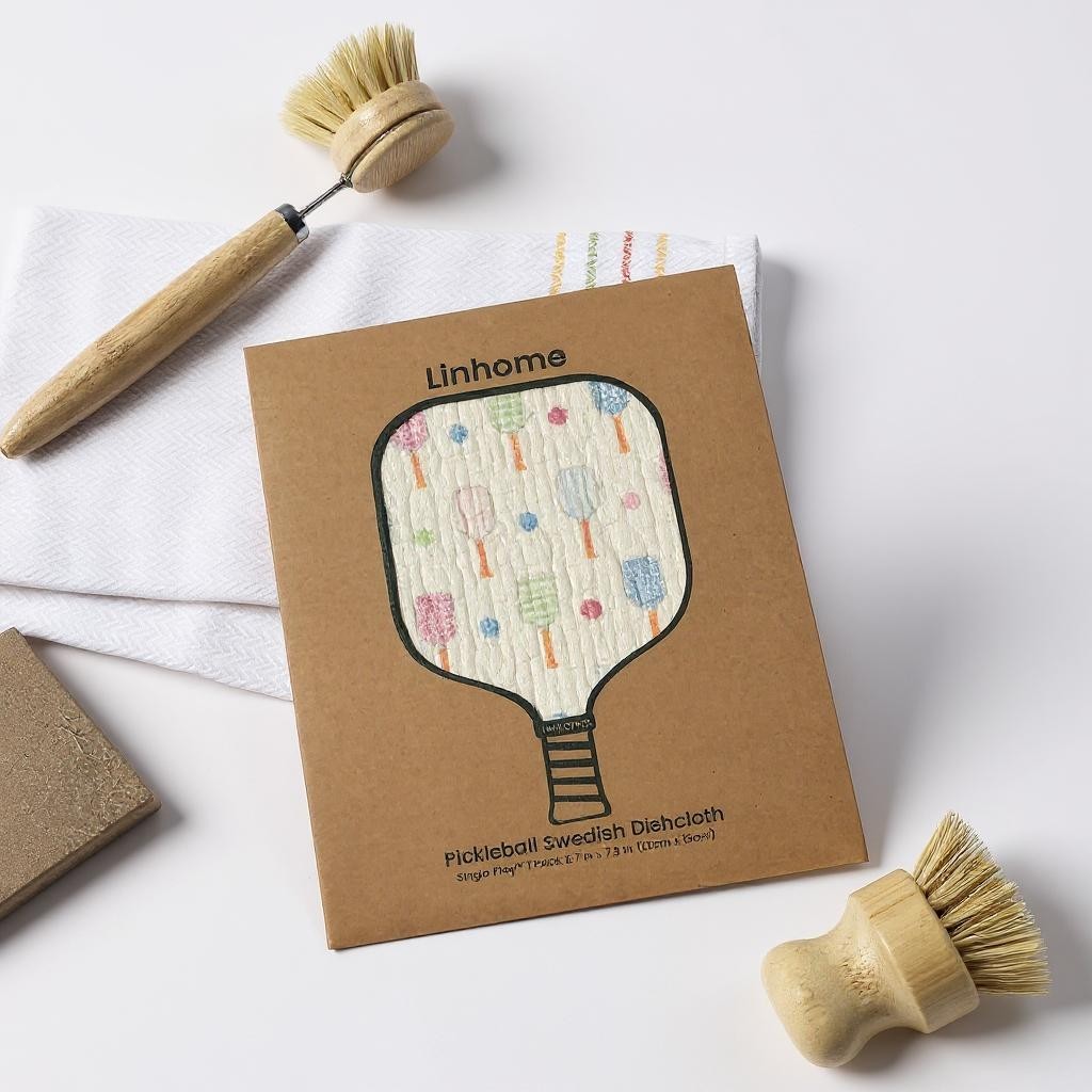 In the Kitchen  Pickleball Swedish Dishcloths– Linhome x Liesel Anne Collection- Pink & Blue - 1 Pack