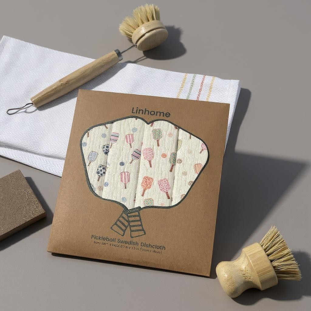 Linhome Pickleball Swedish Dishcloth- Match Point Baby Blue & Pink - 4 Pack