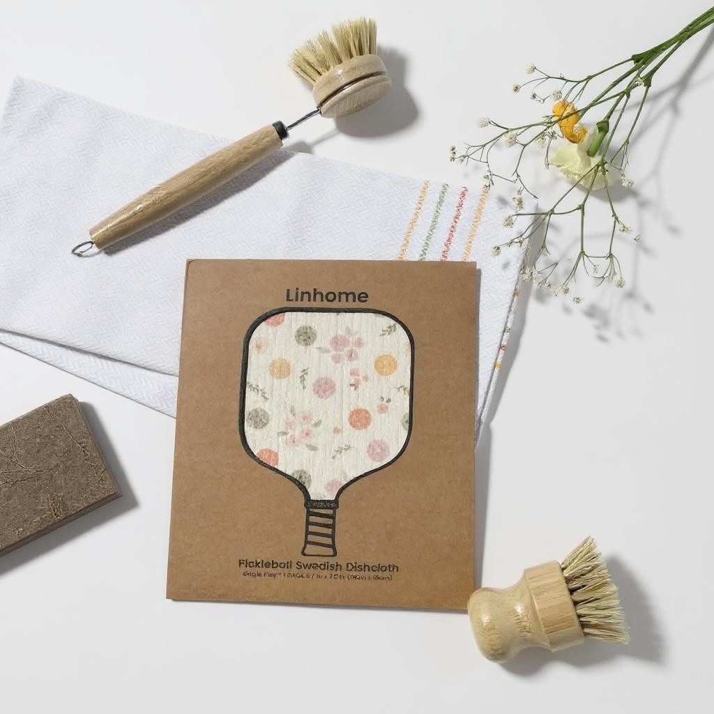 Linhome Pickleball Swedish Dishcloth- Floral Ball- 1 Pack