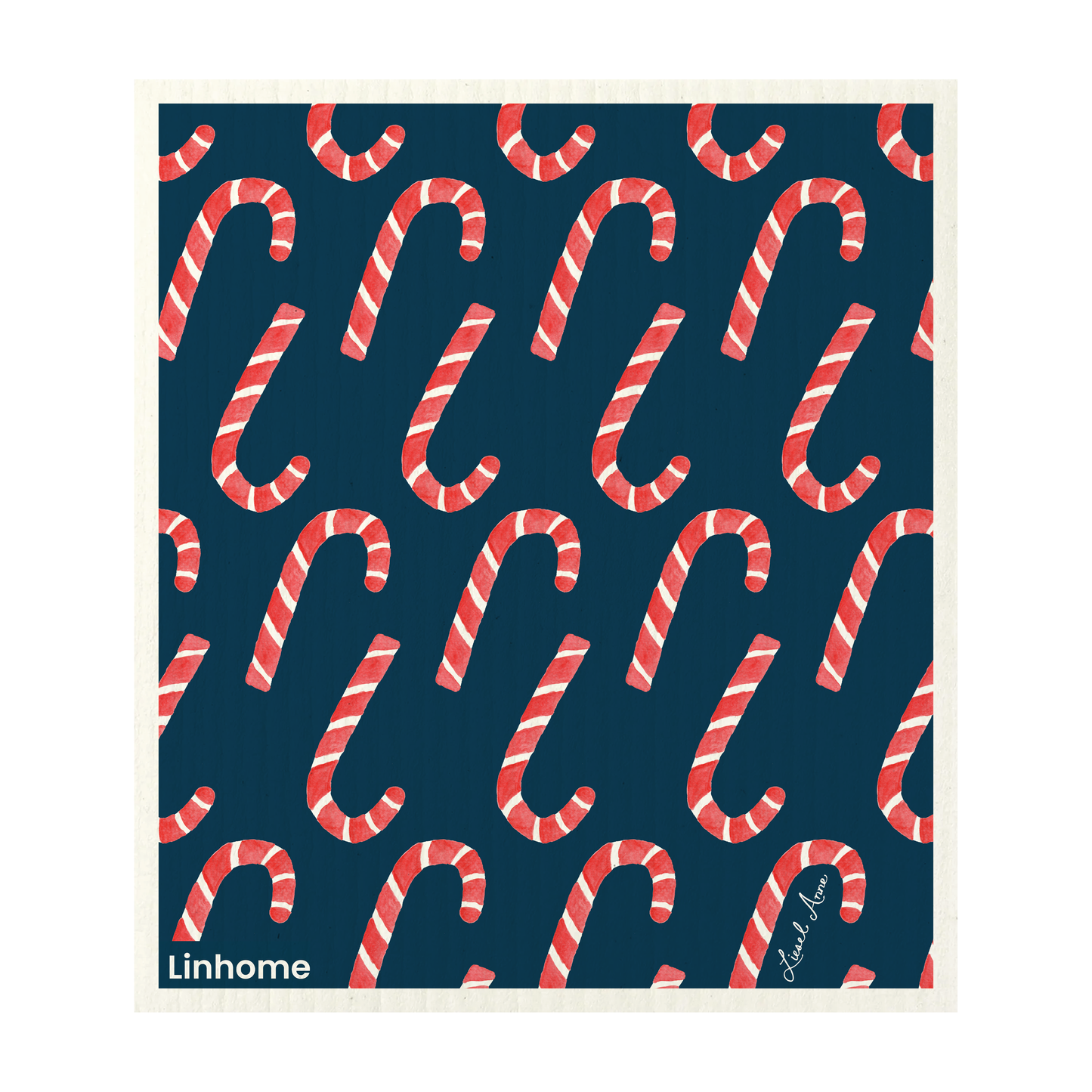 Holiday Nutcracker Collection Candy Cane- Linhome x Liesel Anne Swedish Dishcloths - 1 Pack