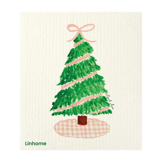 Holiday Classic Collection Gingham Christmas Tree- Linhome x Liesel Anne Swedish Dishcloths - 1 Pack