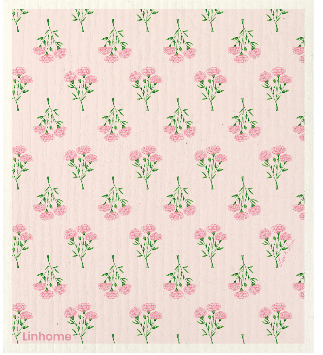 Blooming Garden Carnation – Linhome x Liesel Anne Swedish Dishcloths - 1 Pack