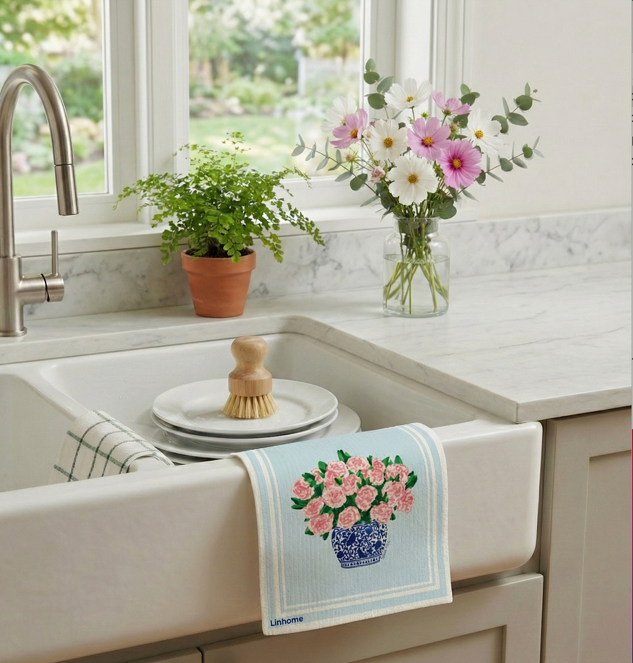 Blooming Garden Peony – Linhome x Liesel Anne Swedish Dishcloths - 1 Pack