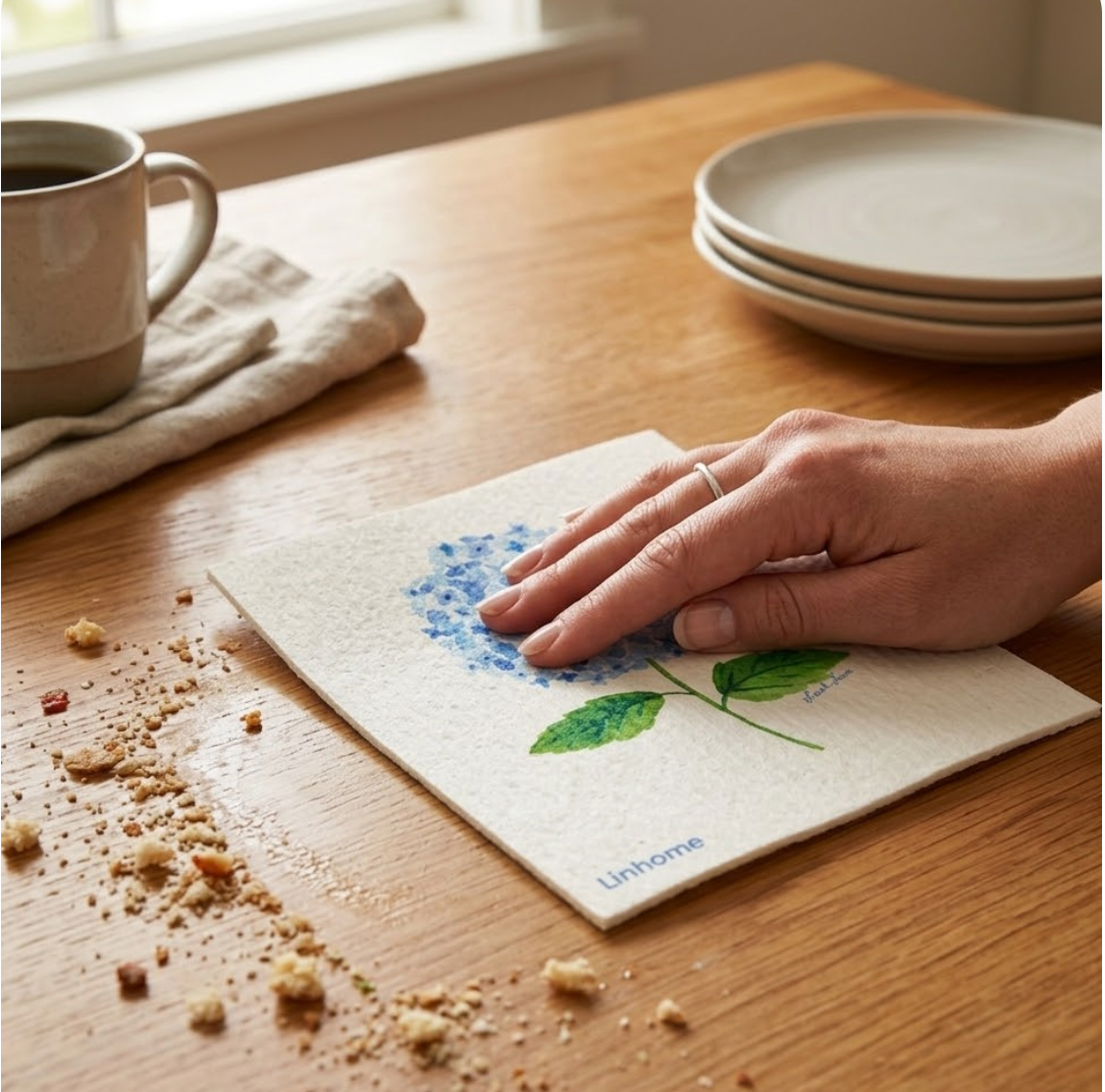 Blue Hydrangea Harmony – Linhome x Liesel Anne Swedish Dishcloths - 1 Pack