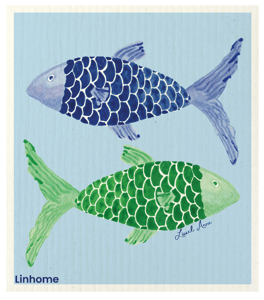 Linhome Fishing Collection Swedish Dishcloth - 4 Pack