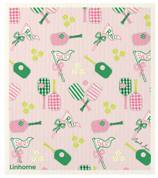 Linhome Pickleball Collection Swedish Dishcloths- Rally & Serve - 1 Pack