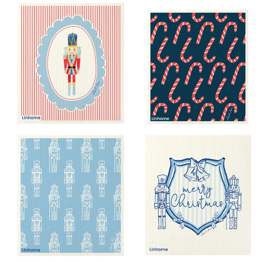 Holiday Nutcracker Collection - Linhome x Liesel Anne Swedish Dishcloths - 4 Pack