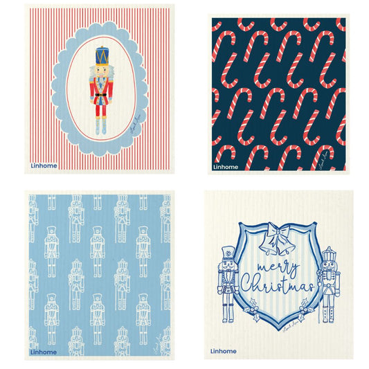 Holiday Nutcracker Collection - Linhome x Liesel Anne Swedish Dishcloths - 4 Pack